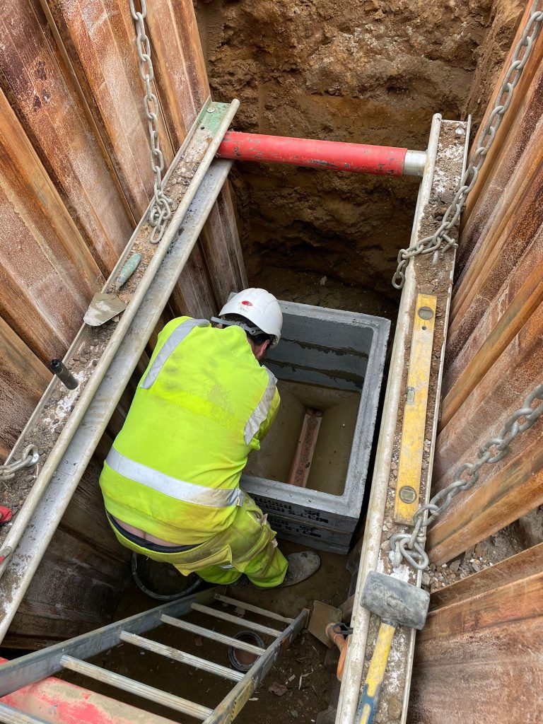 Pre-formed junction sewer connection